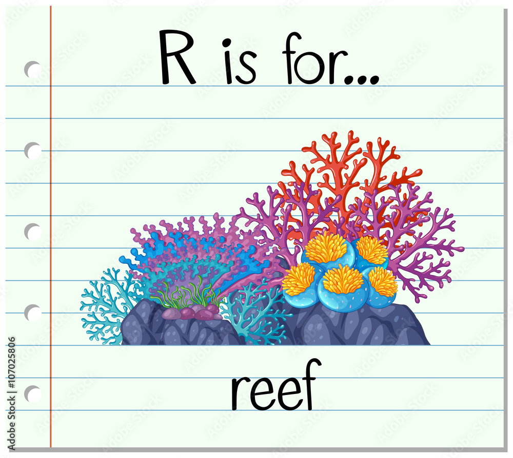 Flashcard letter R is for reef