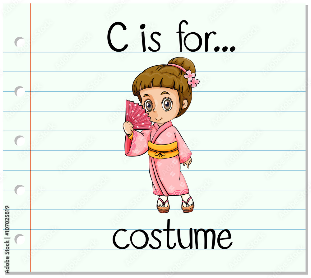 Flashcard letter c is for costume