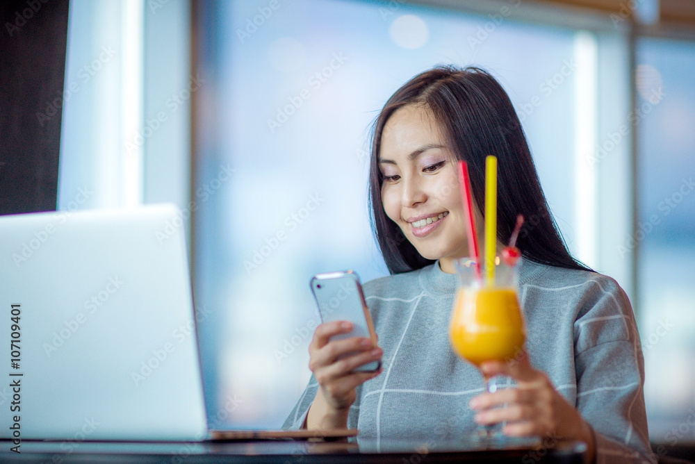 Female using laptop