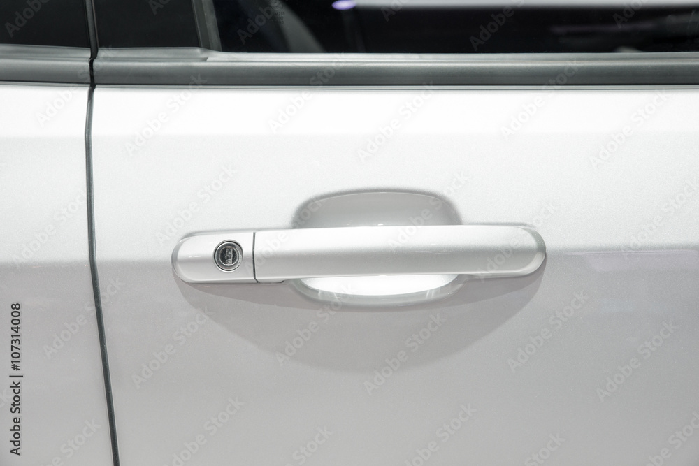 Handle of a white pearl car door