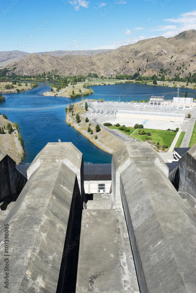 hydroelectric power station in summer day in new zealand