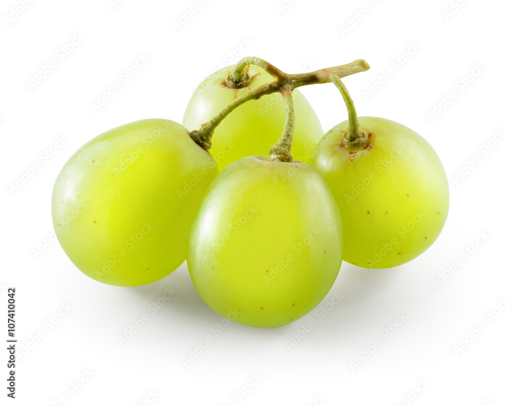 Green grape. Four berries isolated on white. With clipping path.