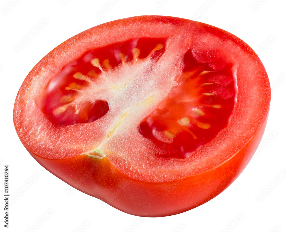 Tomato. Half isolated on white. With clipping path.