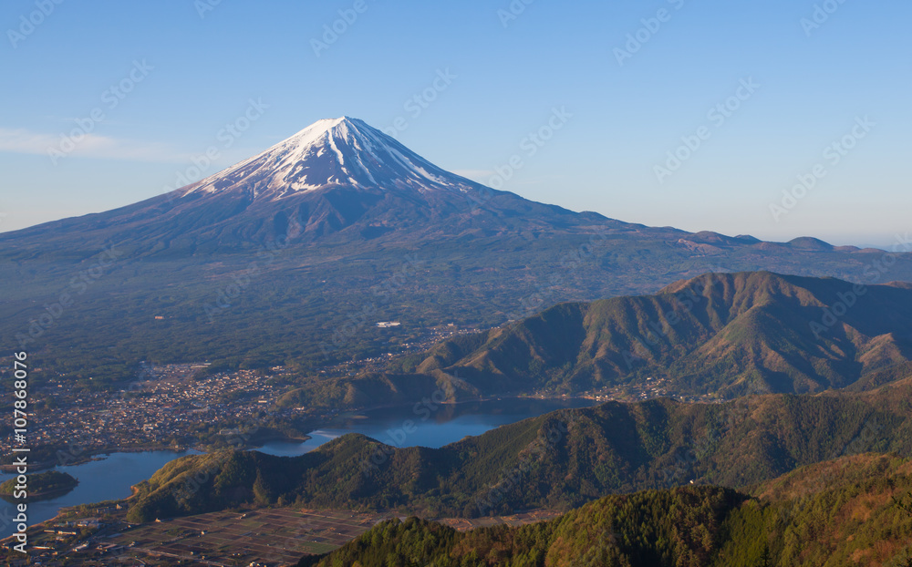 早晨的富士山和河口湖