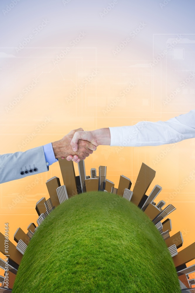 Composite image of business people shaking hands