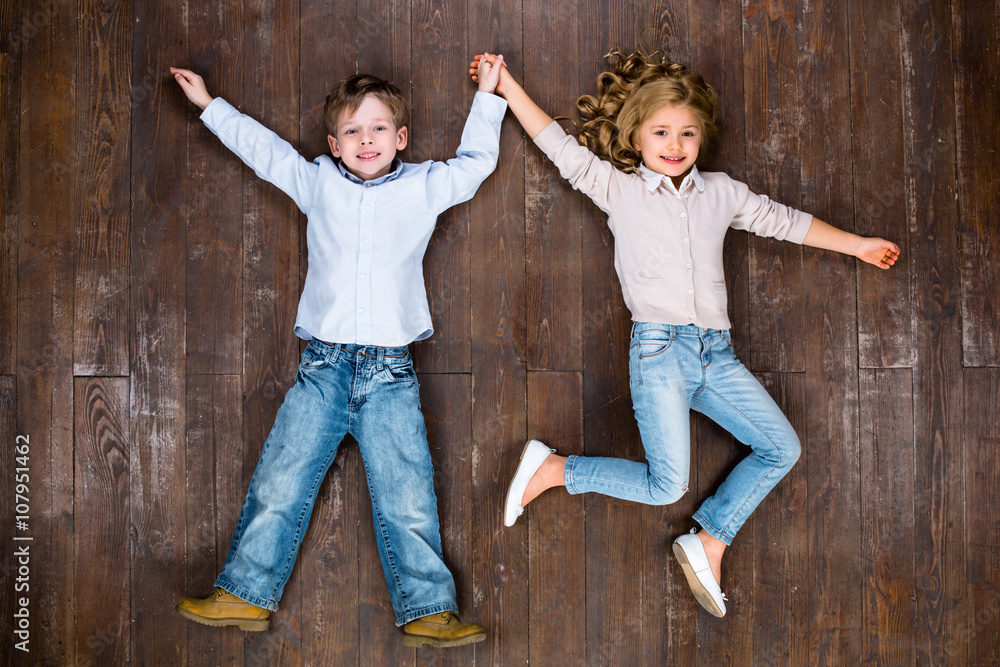 Top view photo of children