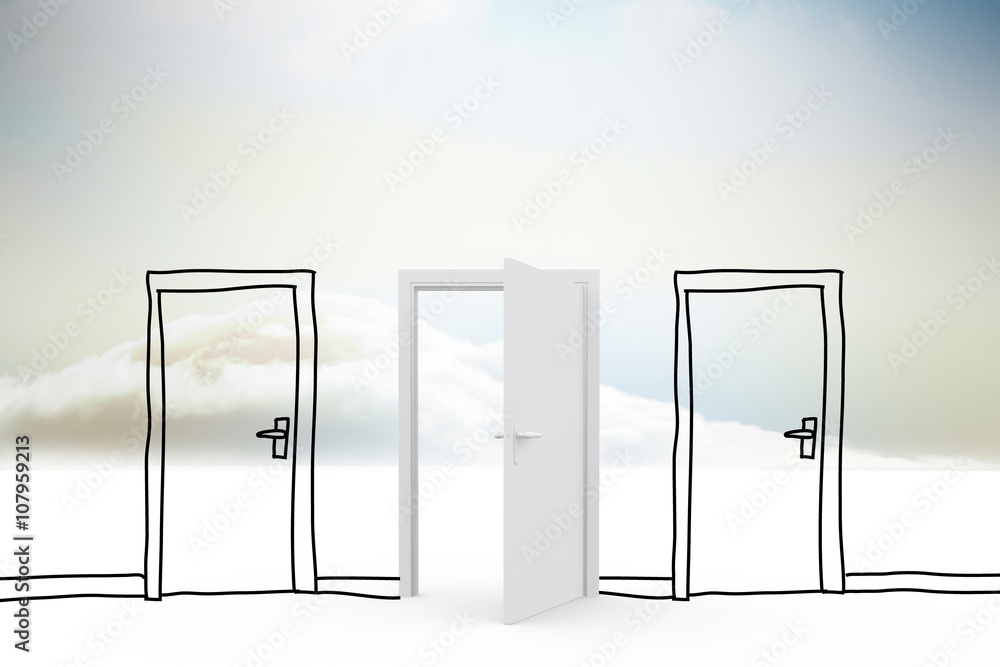 Doodle doors in clouds