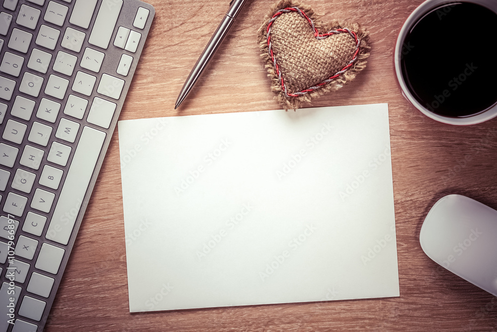 Blank notepad on wooden table