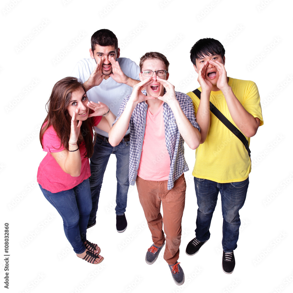 group of excited students