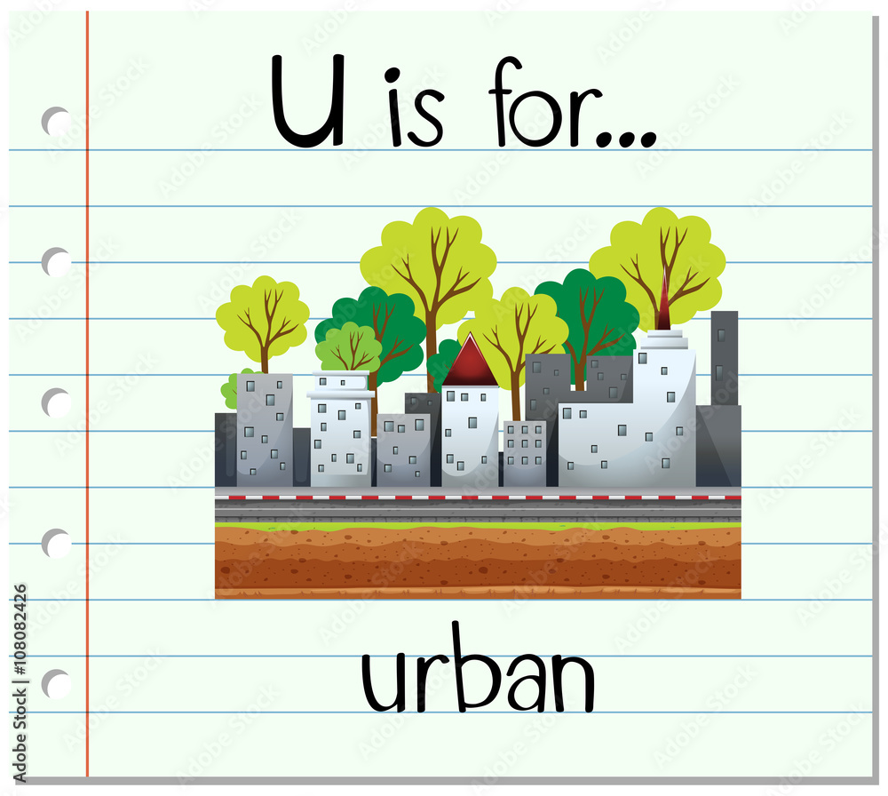 Flashcard letter U is for urban