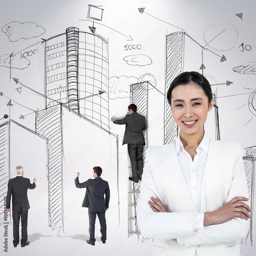 Composite image of smiling businesswoman looking at the camera