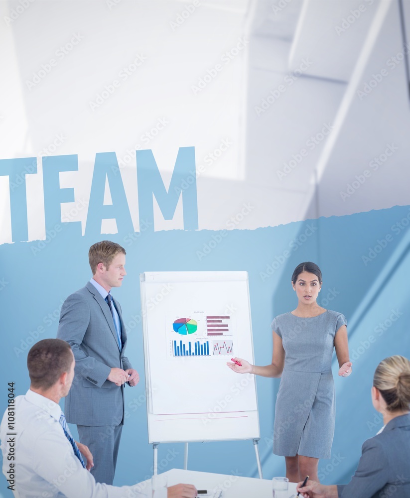 Composite image of business people doing statistics presentation