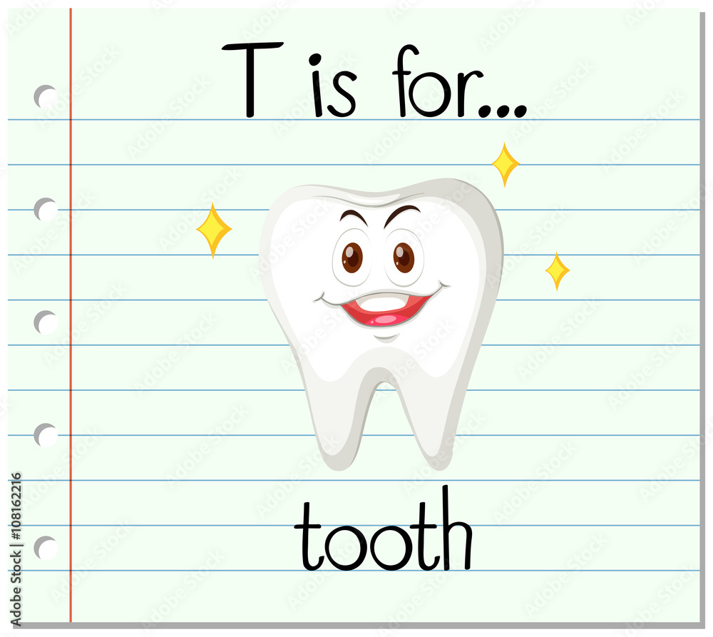 卡片字母T代表牙齿