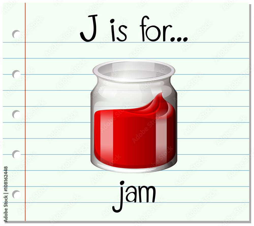 Flashcard letter J is for jam