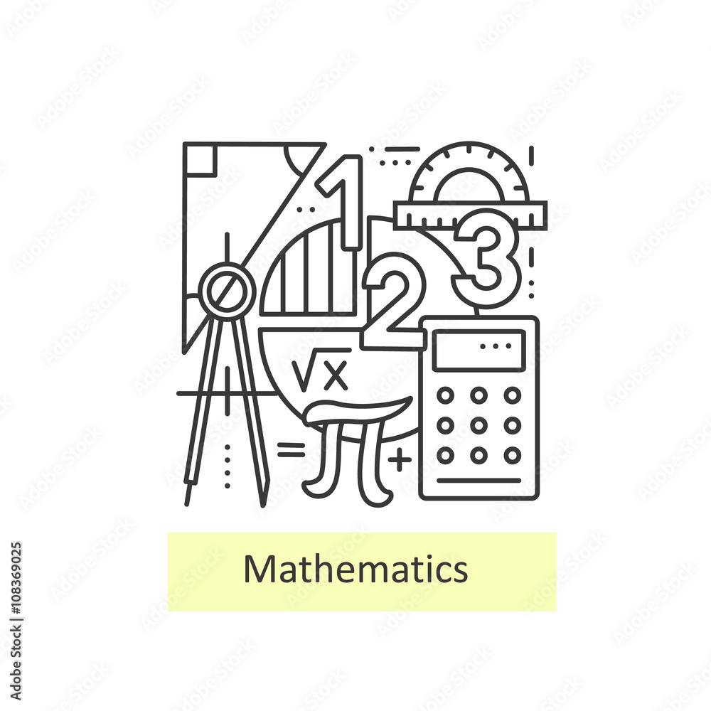 现代数学细线图标。