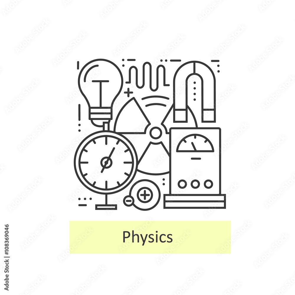 物理学的现代细线图标。
