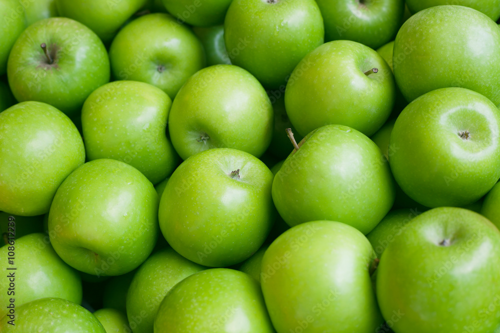 Green apple. Background.