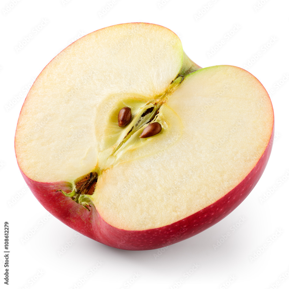 Apple. Half isolated on white. With clipping path.