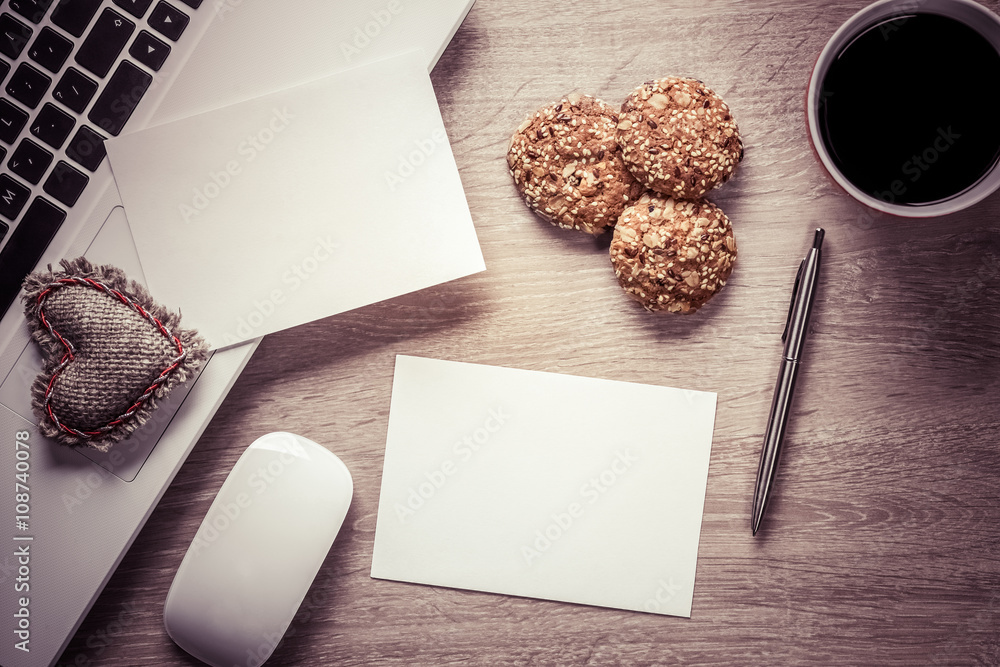 Blank notepad on wooden table