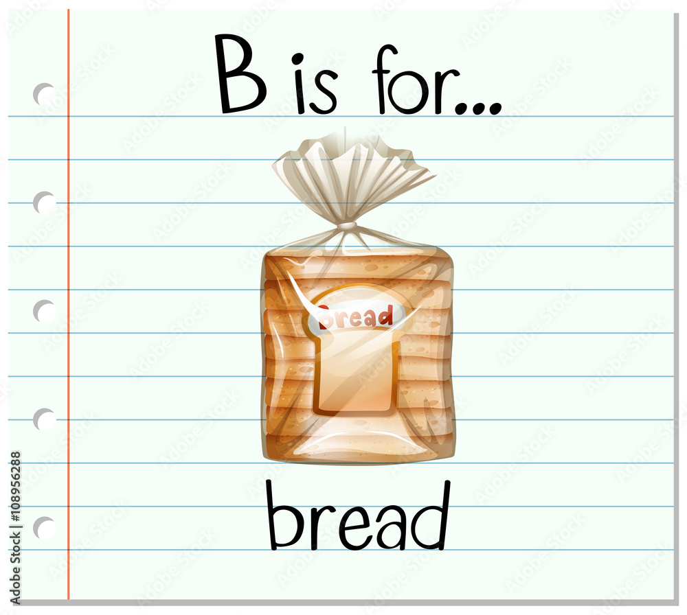 Flashcard letter B is for bread