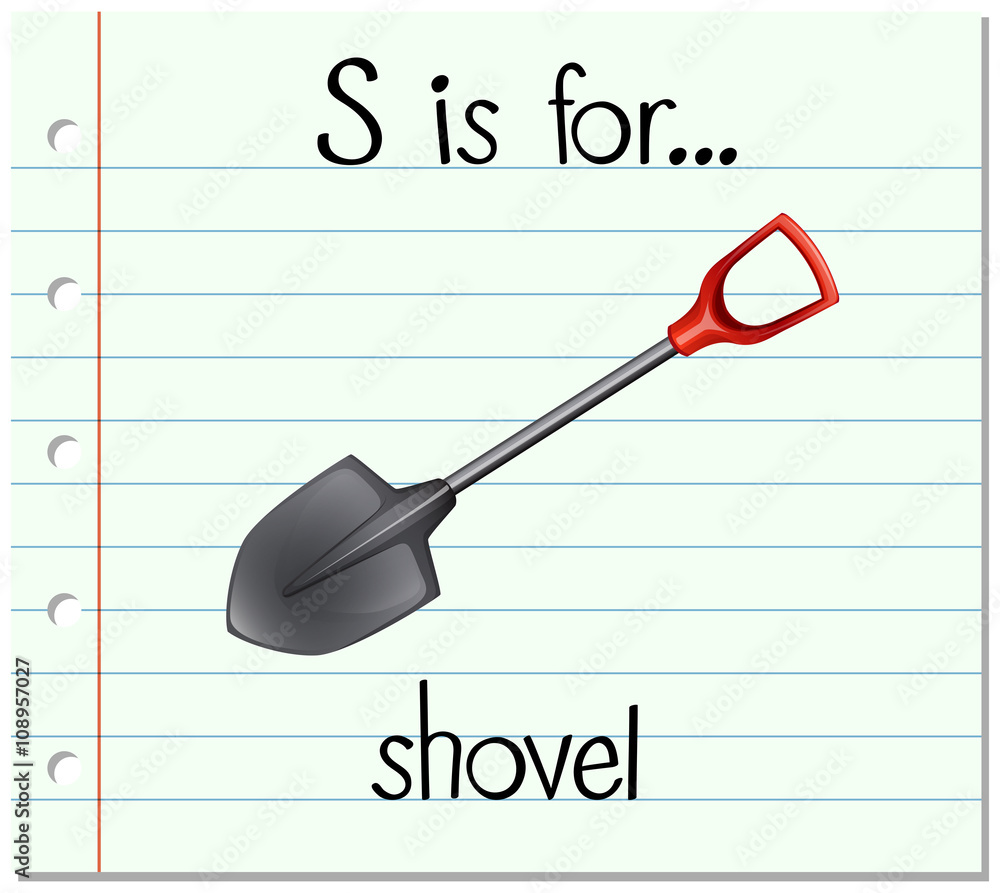 Flashcard letter S is for shovel