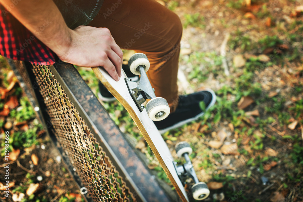 Man Skateboarder Lifestyle Relax Hipster Concept