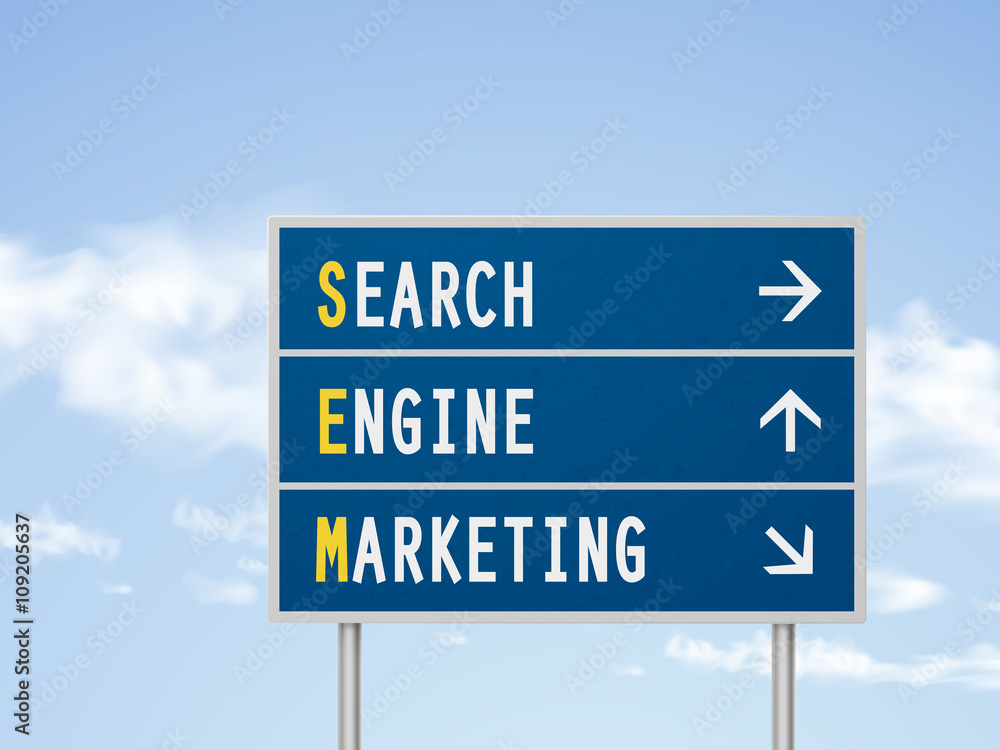 3d illustration search engine marketing road sign