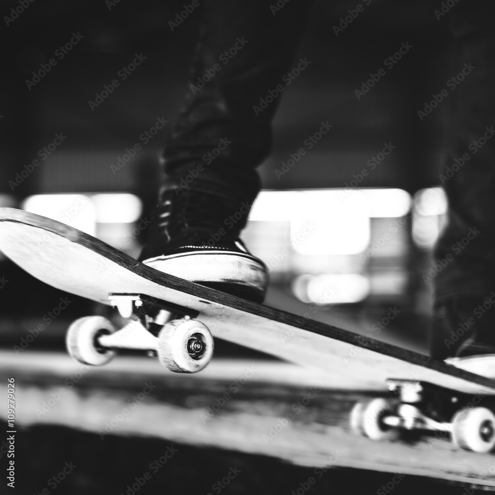 Boy Skateboarding Jump Lifestyle Hipster Concept