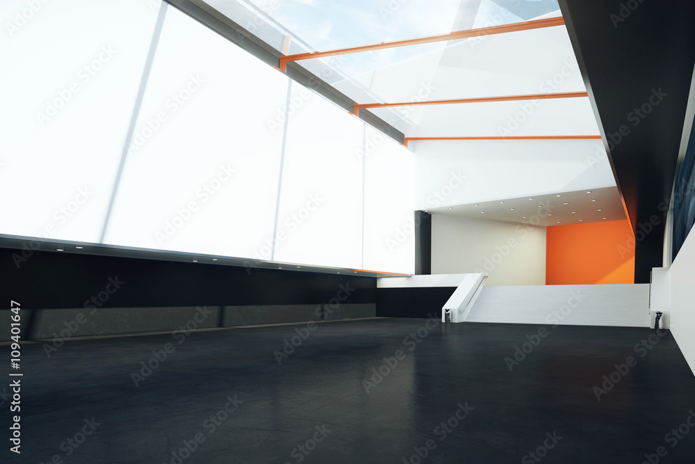 Futuristic interior blank wall