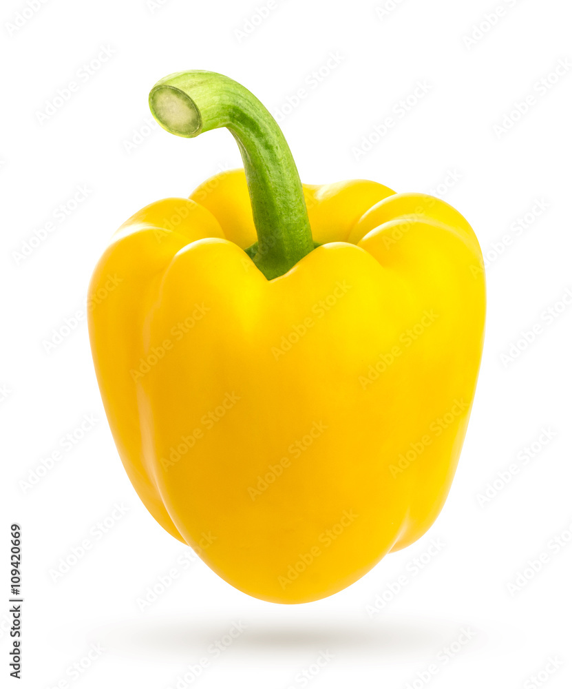 Yellow pepper isolated on white background with clipping path