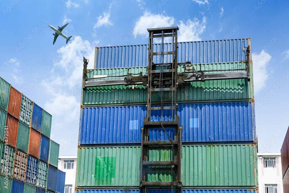 forklift handling container box loading for logistic