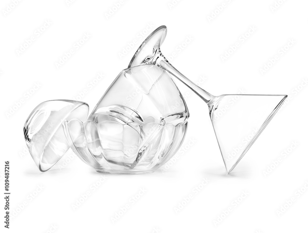 Glassware on a white background