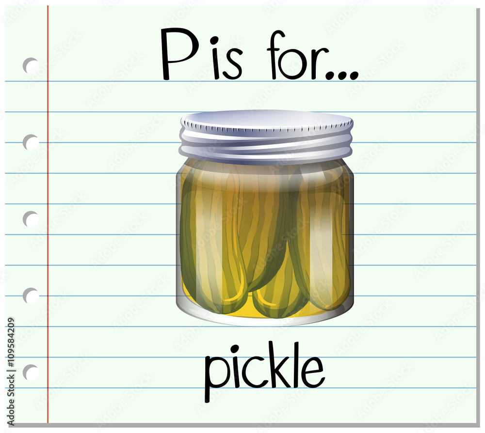 Flashcard alphabet P is for pickle