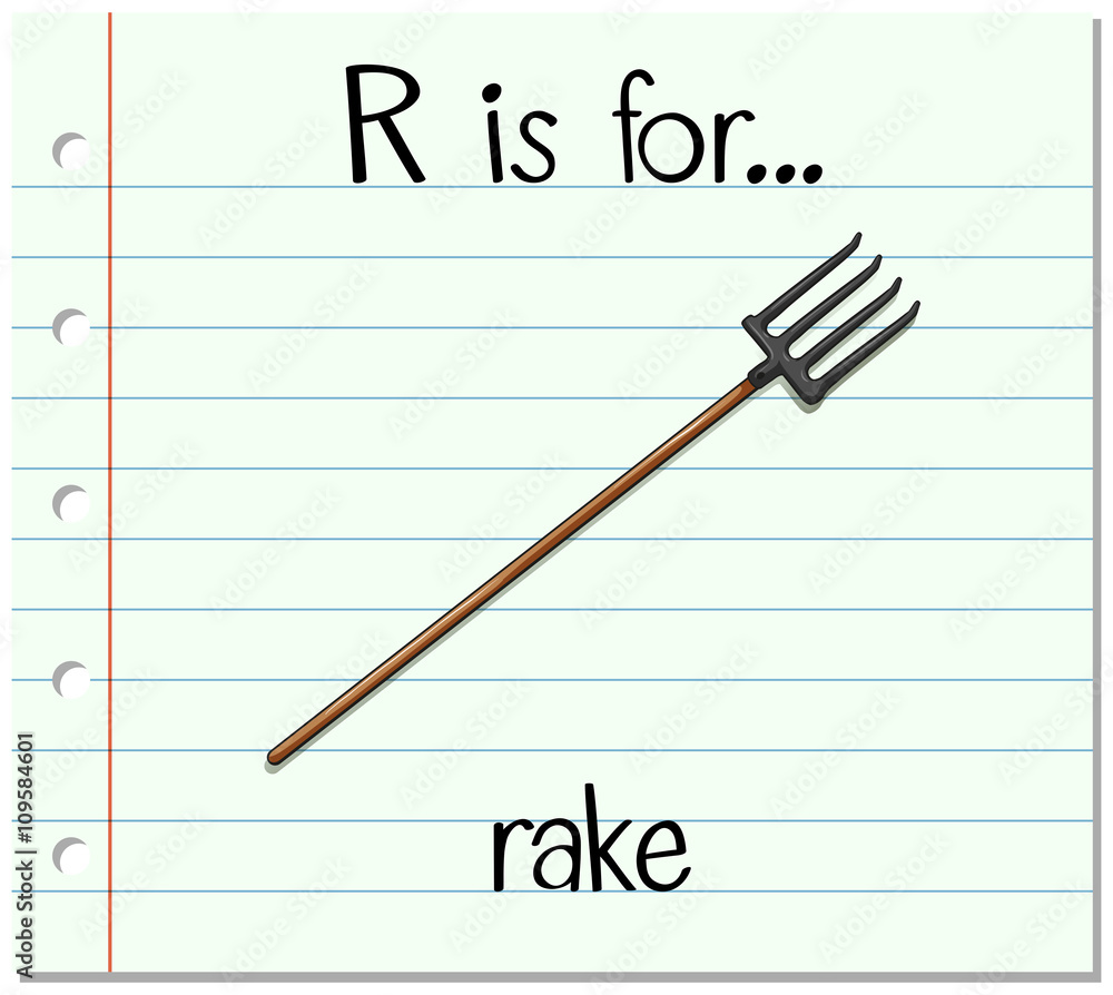 闪卡字母R代表rake