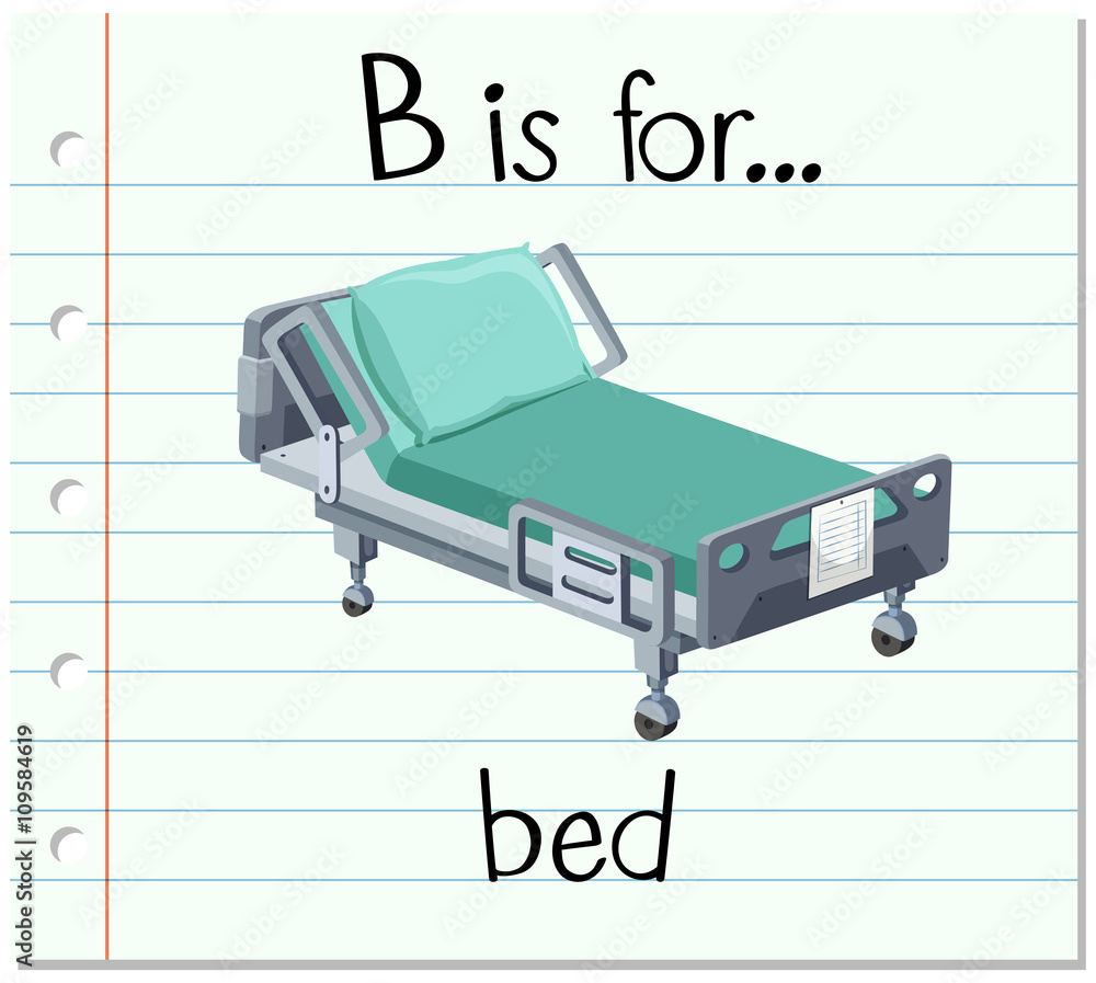 Flashcard alphabet B is for bed