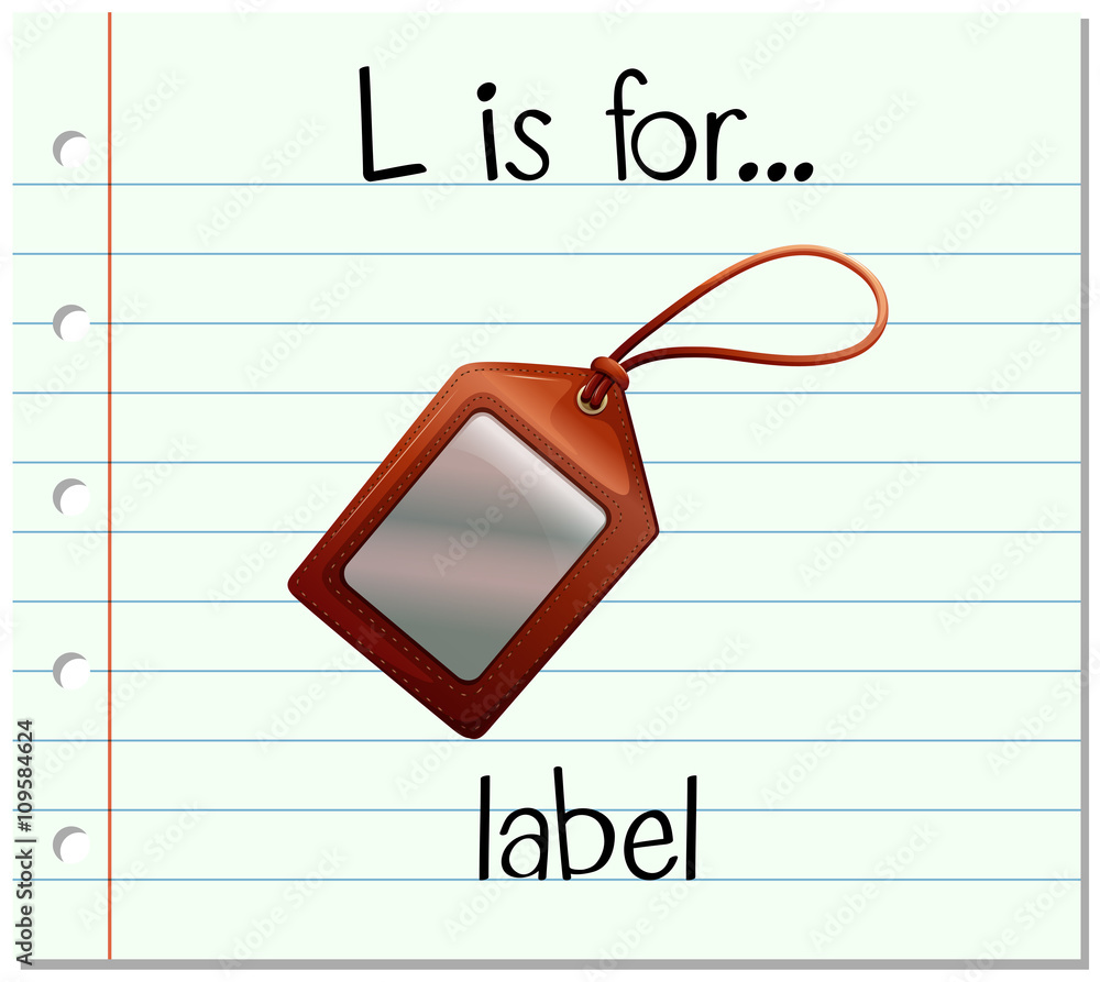 Flashcard letter L is for label