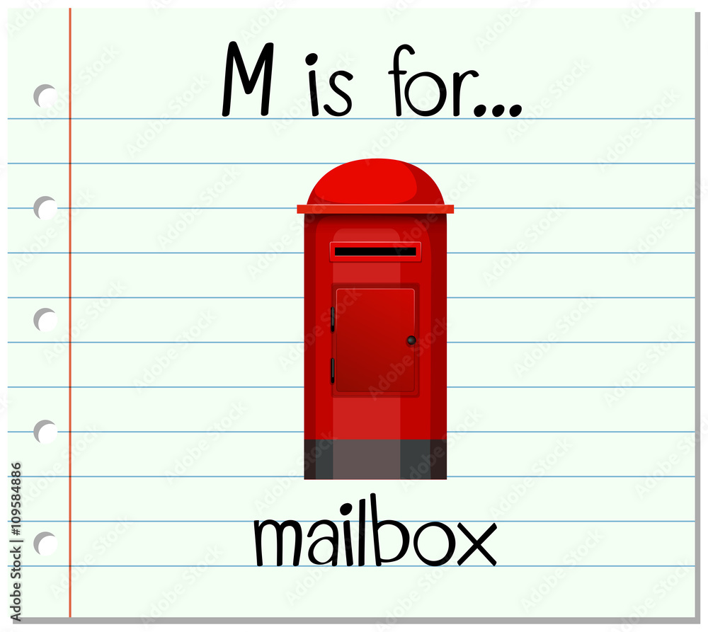 Flashcard letter M is for mailbox