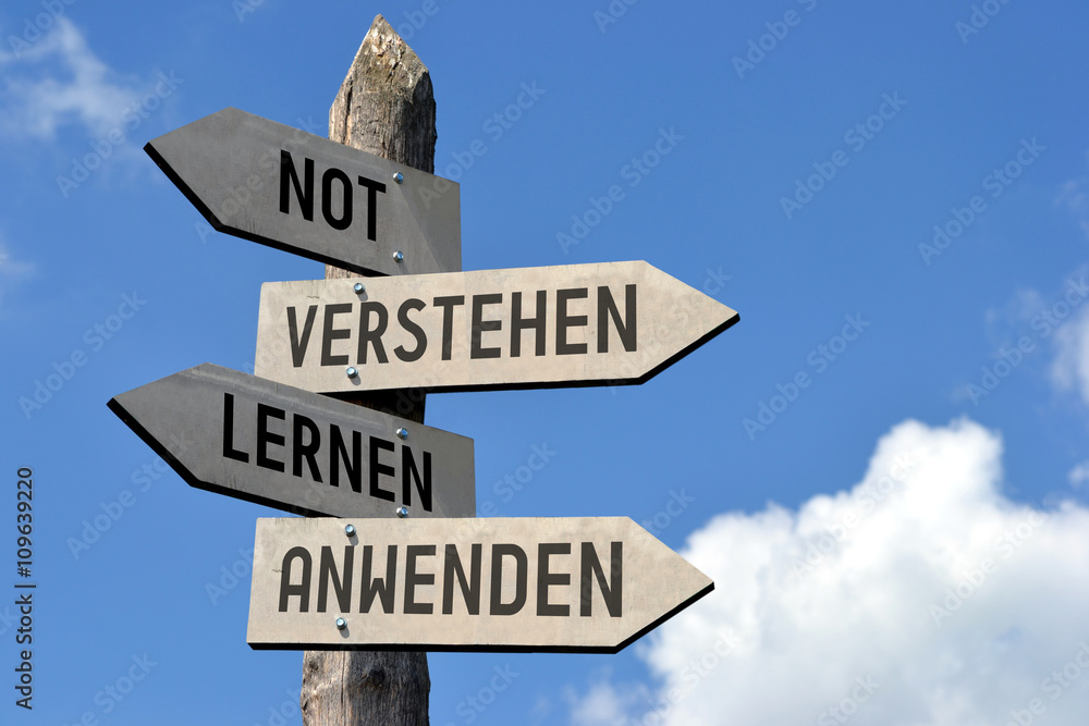 不，verstehen，lernen，anwenden-路标