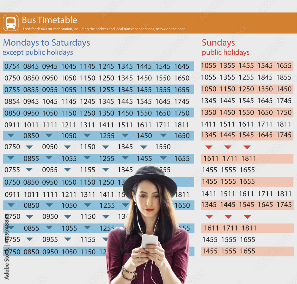 公共交通运输公交车时间表概念