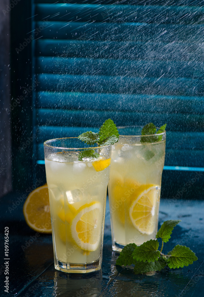 Citrus homemade lemonade, summer drink.