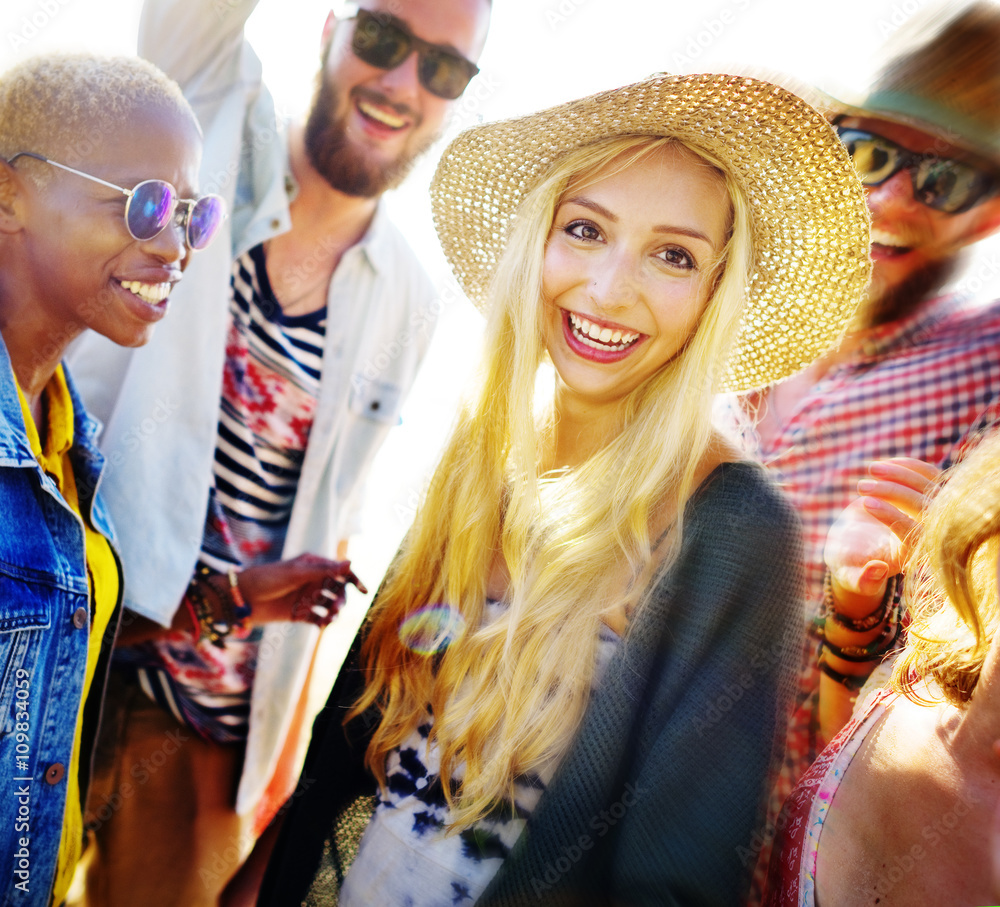 Friendship Bonding Relaxation Summer Beach Happiness Concept