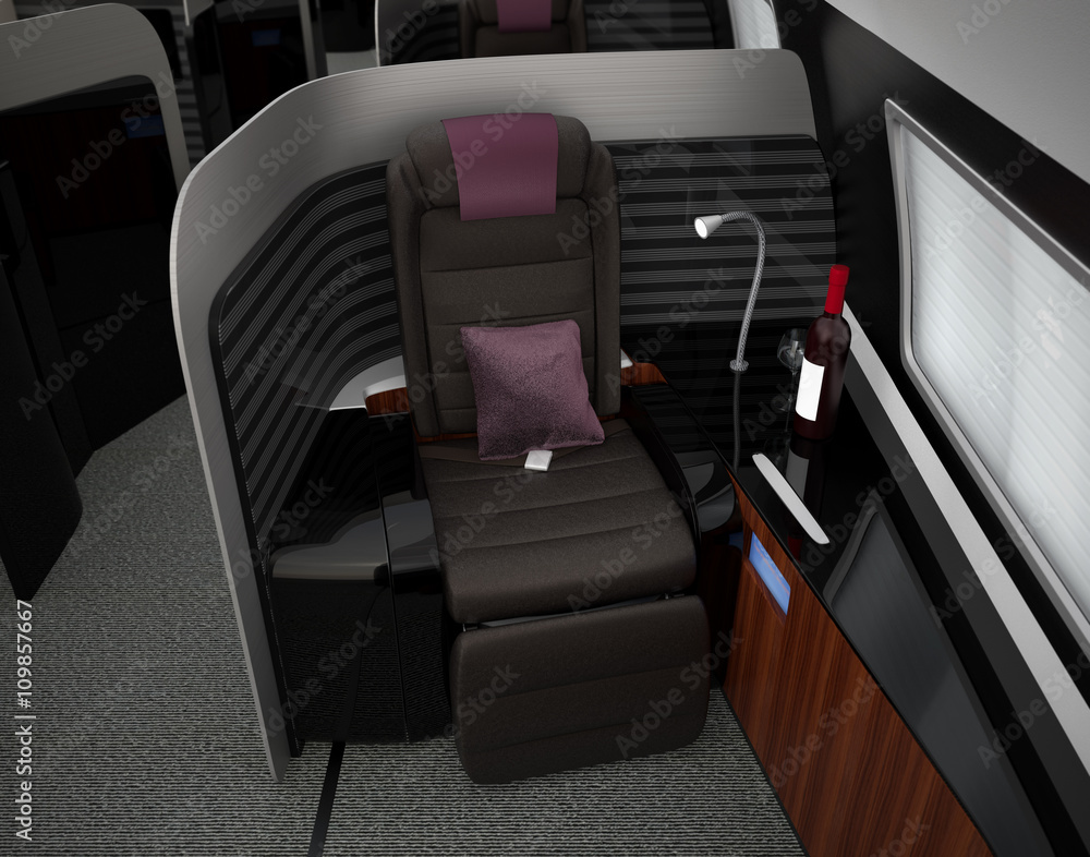 Luxurious business class interior. 3D rendering image in original design.