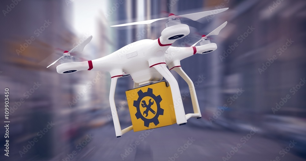 Composite image of digital image of a drone