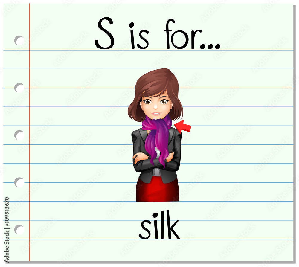 Flashcard letter S is for silk