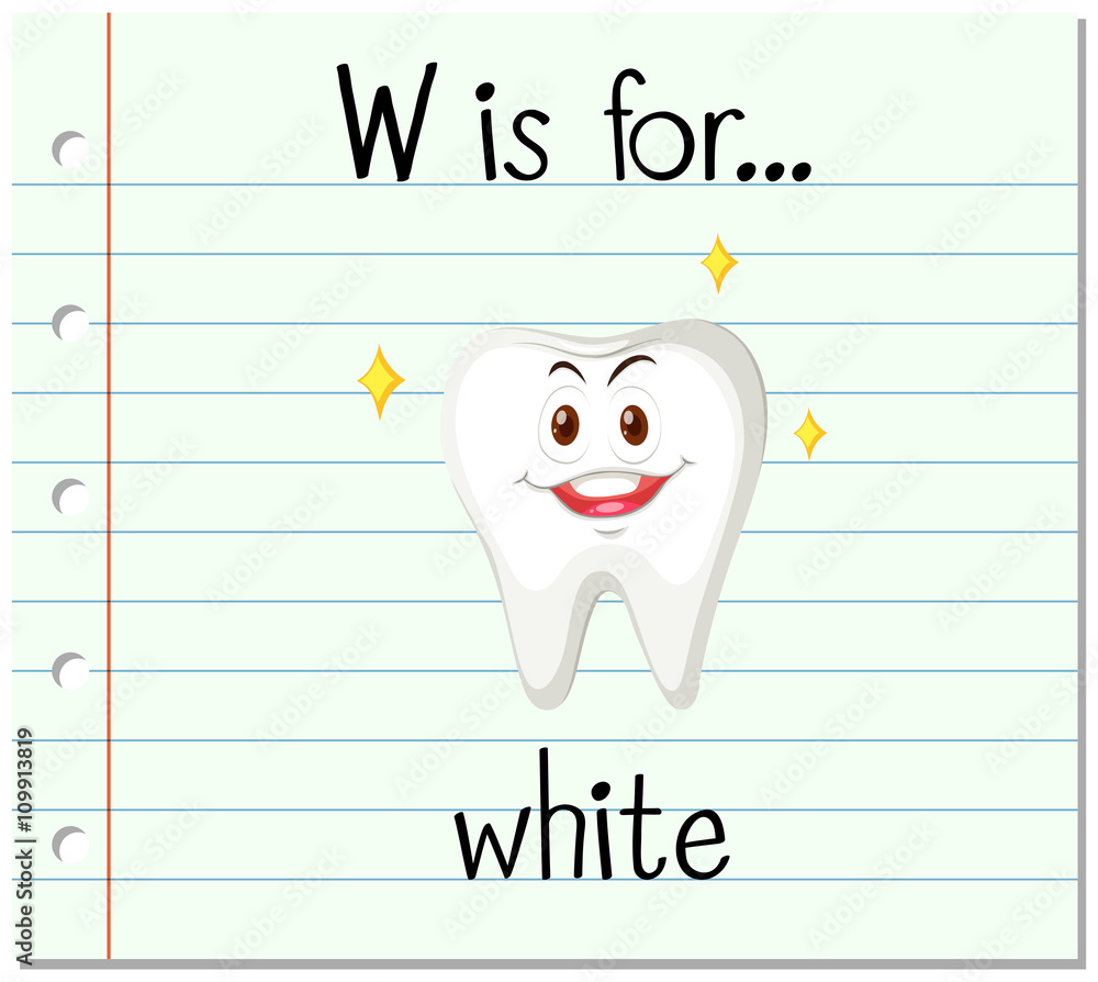 Flashcard letter W is for white