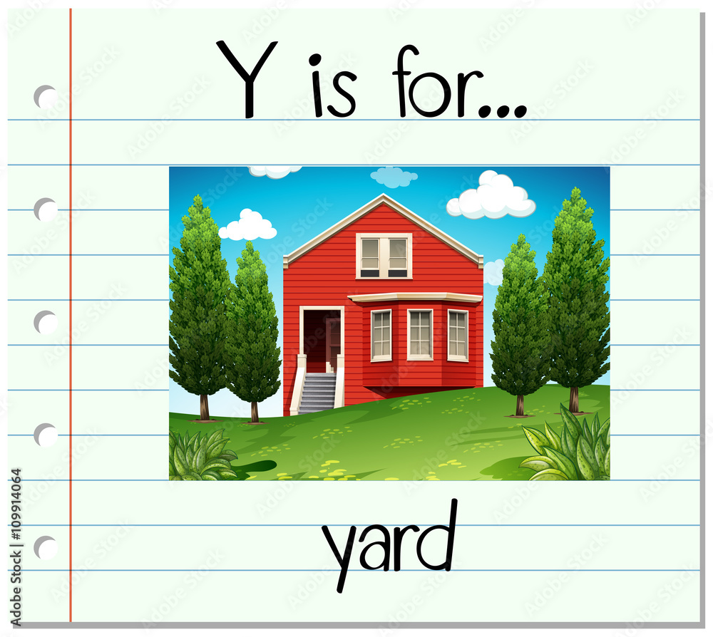 Flashcard letter Y is for yard