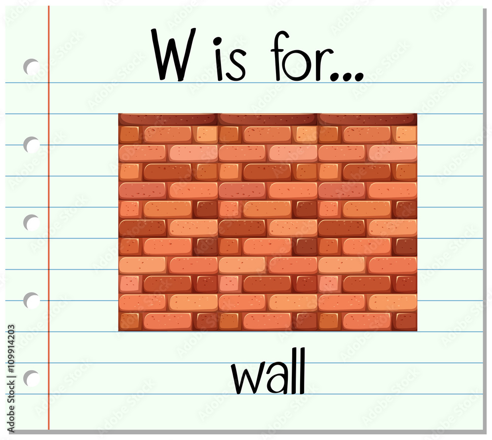 Flashcard letter W is for wall