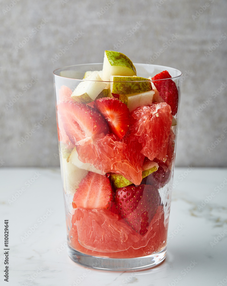 glass of red smoothie ingredients