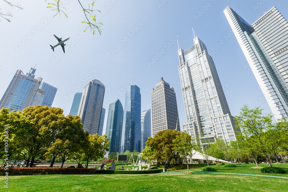 Lujiazui financial center park scenery in Shanghai，china