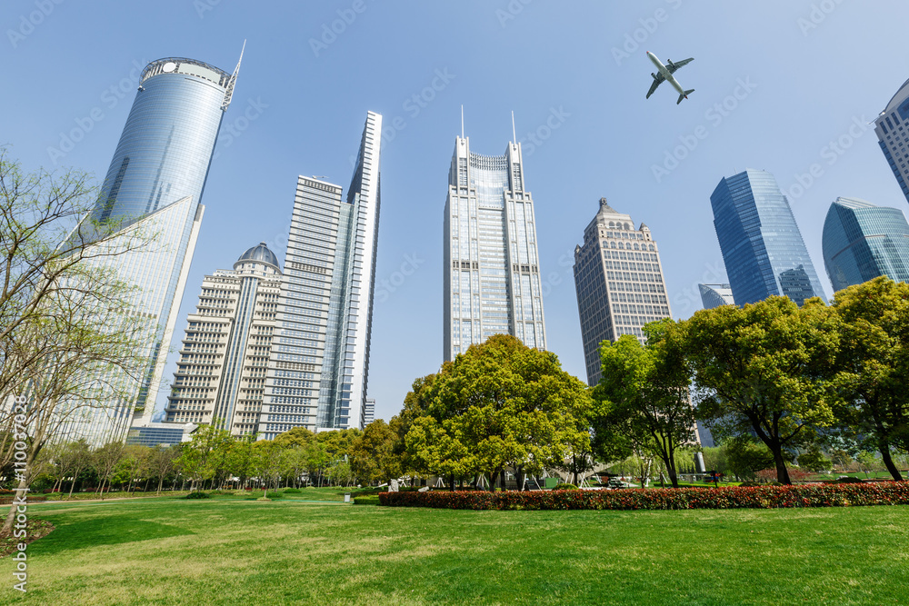 Lujiazui financial center park scenery in Shanghai，china